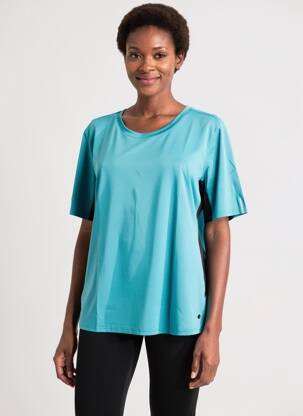 T-shirt coupe droite manches courtes bleu SHEEGO femme