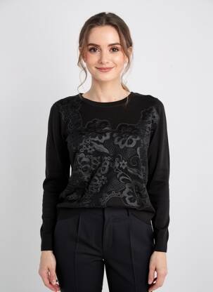 Pull stretch manches longues noir HEINE femme