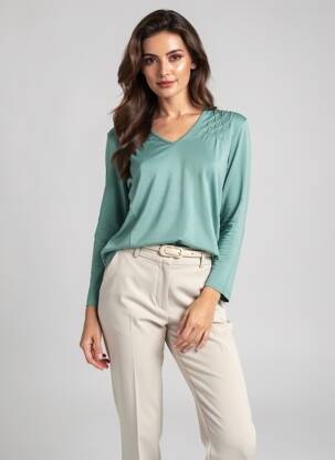 T-shirt manches 3/4 manches 3/4 vert LINEA TESINI femme