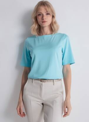 Top stretch manches courtes bleu HEINE femme