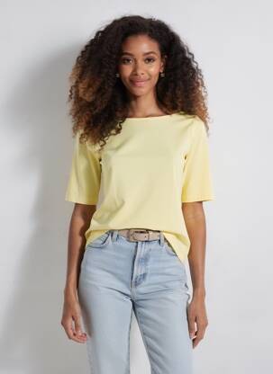Top stretch manches courtes jaune HEINE femme