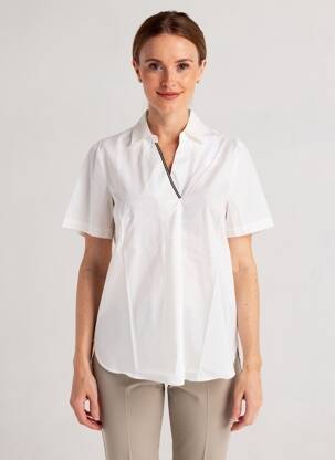 Blouse tissage popeline manches courtes blanc SHEEGO femme