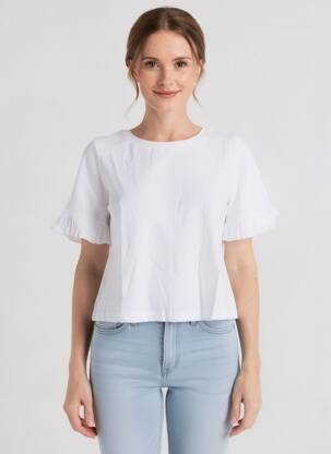 T-shirt coupe droite manches courtes blanc SHEEGO femme