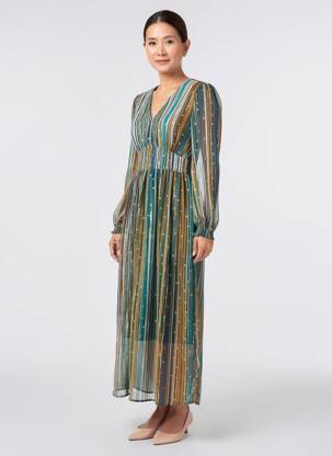 Robe longue manches longues manches longues bleu IKOONE&BIANKA femme