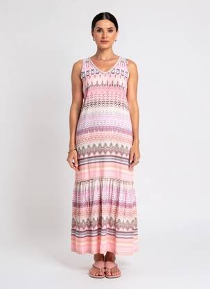 Robe longue sans manche sans manche rose MASSANA femme