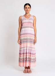 Robe longue sans manche sans manche rose MASSANA femme