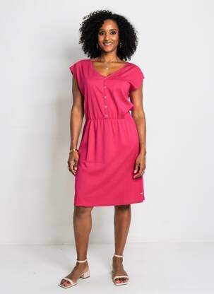 Robe mi-longue manches courtes manches courtes rose KATMAI femme