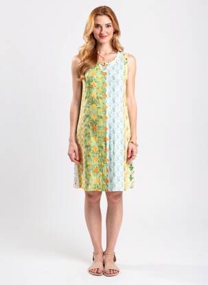 Robe mi-longue coupe fluide sans manche vert MASSANA femme