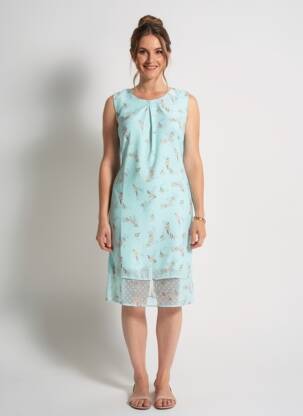 Robe mi-longue coupe fluide sans manche bleu GRIFFON femme
