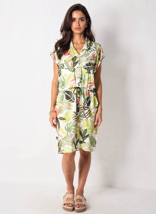 Robe mi-longue imprimé fantaisie manches courtes vert MERI & ESCA femme