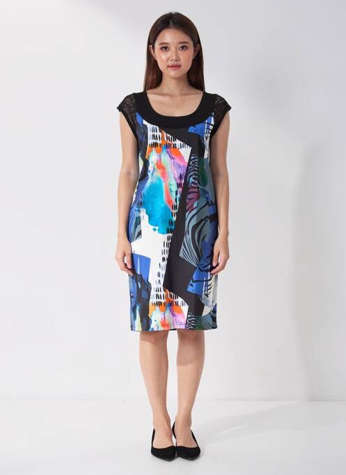 Robe mi-longue imprimé fantaisie sans manche bleu TELMAIL femme