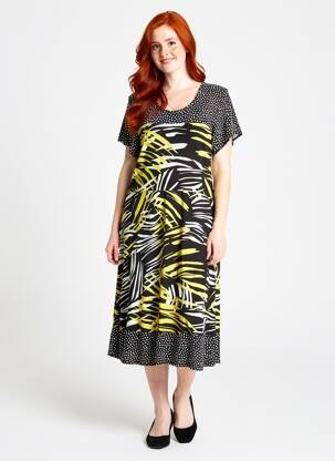 Robe mi-longue manches courtes manches courtes noir TELMAIL femme