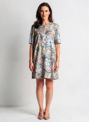 Robe courte manches courtes manches courtes bleu GEVANA femme