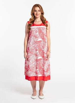 Robe mi-longue coupe fluide sans manche rouge DIANE LAURY femme