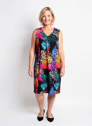 Robe mi-longue sans manche sans manche noir GEVANA femme