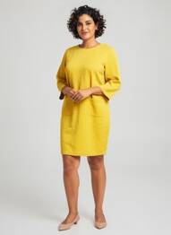 Robe mi-longue manches longues manches longues jaune CONCEPT K femme