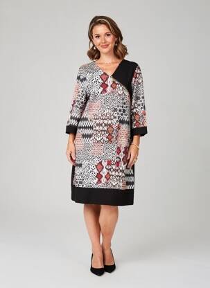 Robe mi-longue manches 3/4 manches 3/4 noir PLURIELLES femme