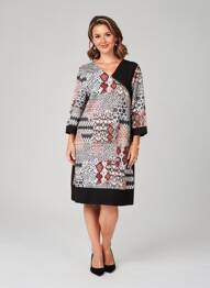 Robe mi-longue manches 3/4 manches 3/4 noir PLURIELLES femme