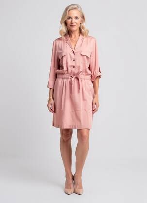 Robe mi-longue manches 3/4 manches 3/4 rose C'EST BEAU LA VIE femme