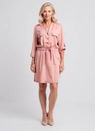 Robe mi-longue manches 3/4 manches 3/4 rose C'EST BEAU LA VIE femme