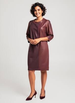 Robe mi-longue manches longues manches longues rouge FRANCE RIVOIRE femme