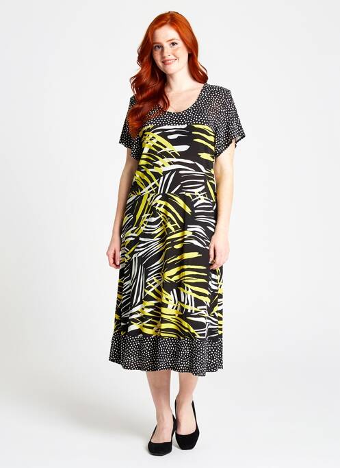 Robe mi-longue manches courtes manches courtes noir TELMAIL femme