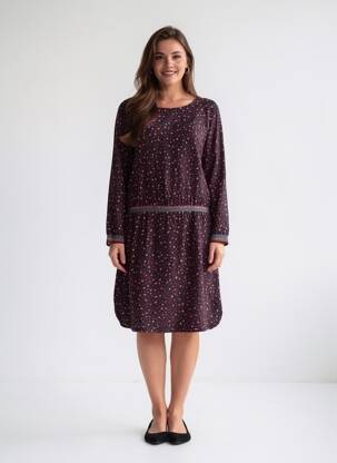 Robe mi-longue coupe fluide manches longues noir C'EST BEAU LA VIE femme