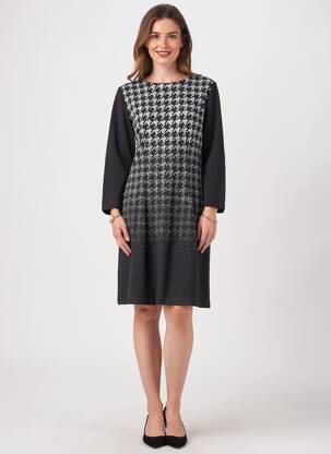 Robe mi-longue manches longues manches longues noir TELMAIL femme