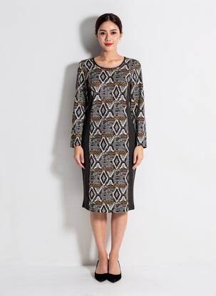 Robe mi-longue manches longues manches longues noir TELMAIL femme