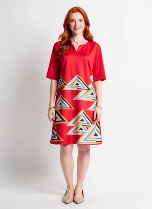 Robe mi-longue manches 3/4 manches 3/4 rouge A BELLE femme