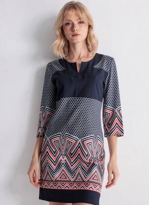 Robe mi-longue manches longues manches longues bleu GEVANA femme