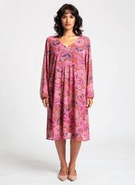 Robe mi-longue manches longues manches longues rose GRIFFON femme