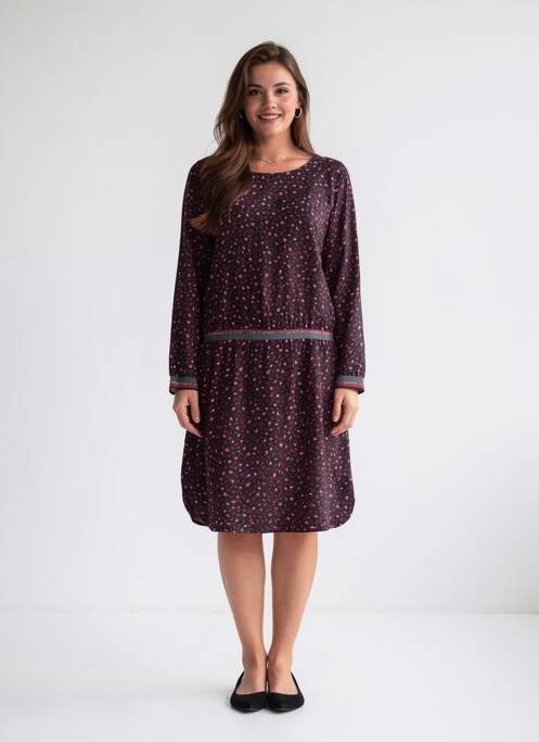 Robe mi-longue coupe fluide manches longues noir C'EST BEAU LA VIE femme
