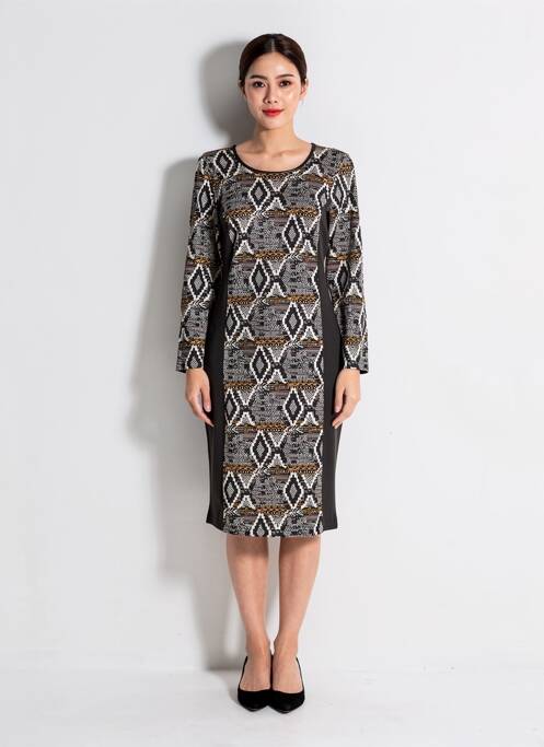 Robe mi-longue manches longues manches longues noir TELMAIL femme