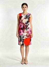 Robe mi-longue coupe fluide sans manche rouge TELMAIL femme