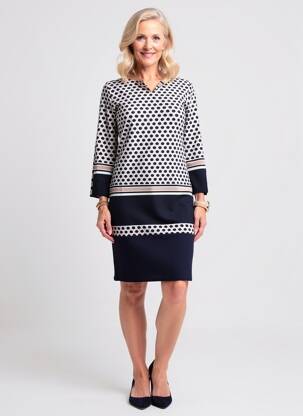 Robe mi-longue manches longues manches longues noir GEVANA femme