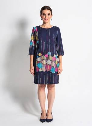 Robe mi-longue manches 3/4 manches 3/4 bleu GEVANA femme