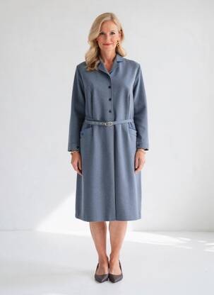 Robe mi-longue manches longues manches longues bleu 20/20 femme