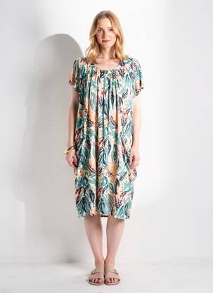 Robe mi-longue manches courtes manches courtes vert FRANCE RIVOIRE femme