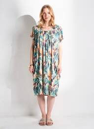 Robe mi-longue manches courtes manches courtes vert FRANCE RIVOIRE femme