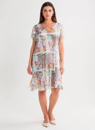 Robe mi-longue manches courtes manches courtes bleu TELMAIL femme