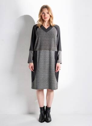 Robe mi-longue manches longues manches longues noir FRANCE RIVOIRE femme