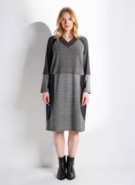 Robe mi-longue manches longues manches longues noir FRANCE RIVOIRE femme