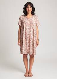 Robe mi-longue coupe fluide manches courtes orange GEVANA femme
