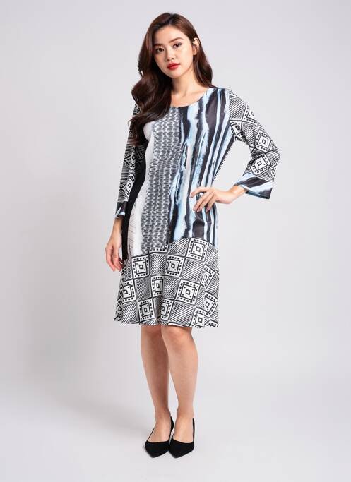 Robe mi-longue manches 3/4 manches 3/4 bleu GEVANA femme