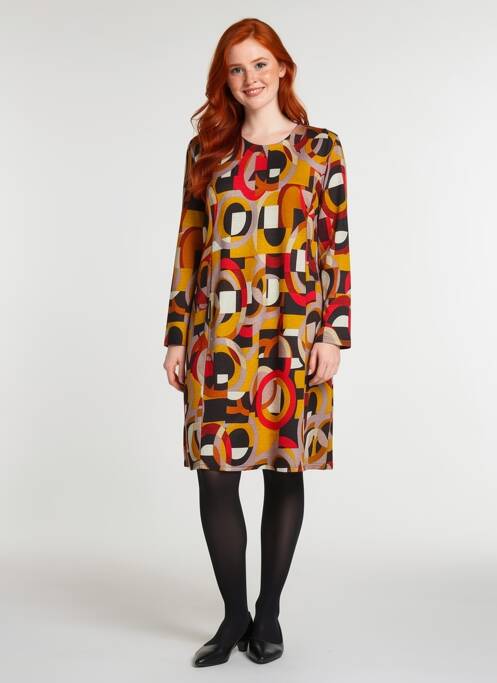 Robe mi-longue manches longues manches longues jaune GEVANA femme