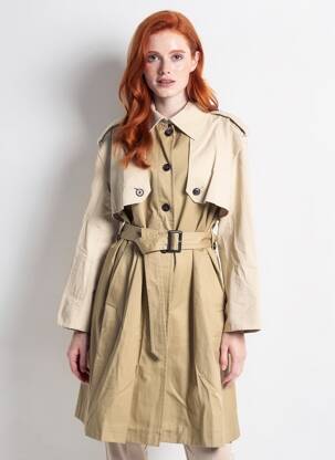 Trench tissage popeline sans capuche beige BA&SH femme