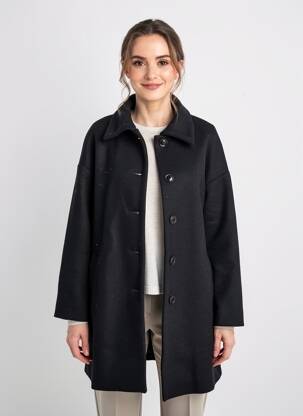 Manteau long coupe cintrée sans capuche noir SESSUN femme