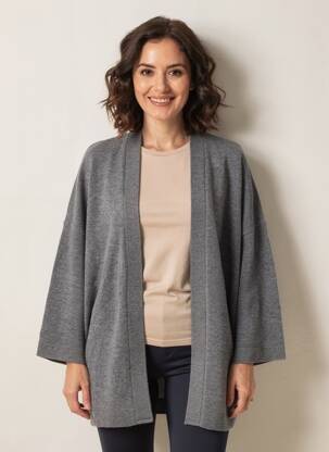 Gilet manches longues stretch gris MAJESTIC FILATURES femme