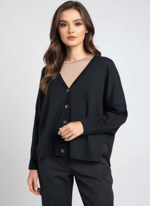Gilet manches longues stretch noir ABSOLUT CASHMERE femme